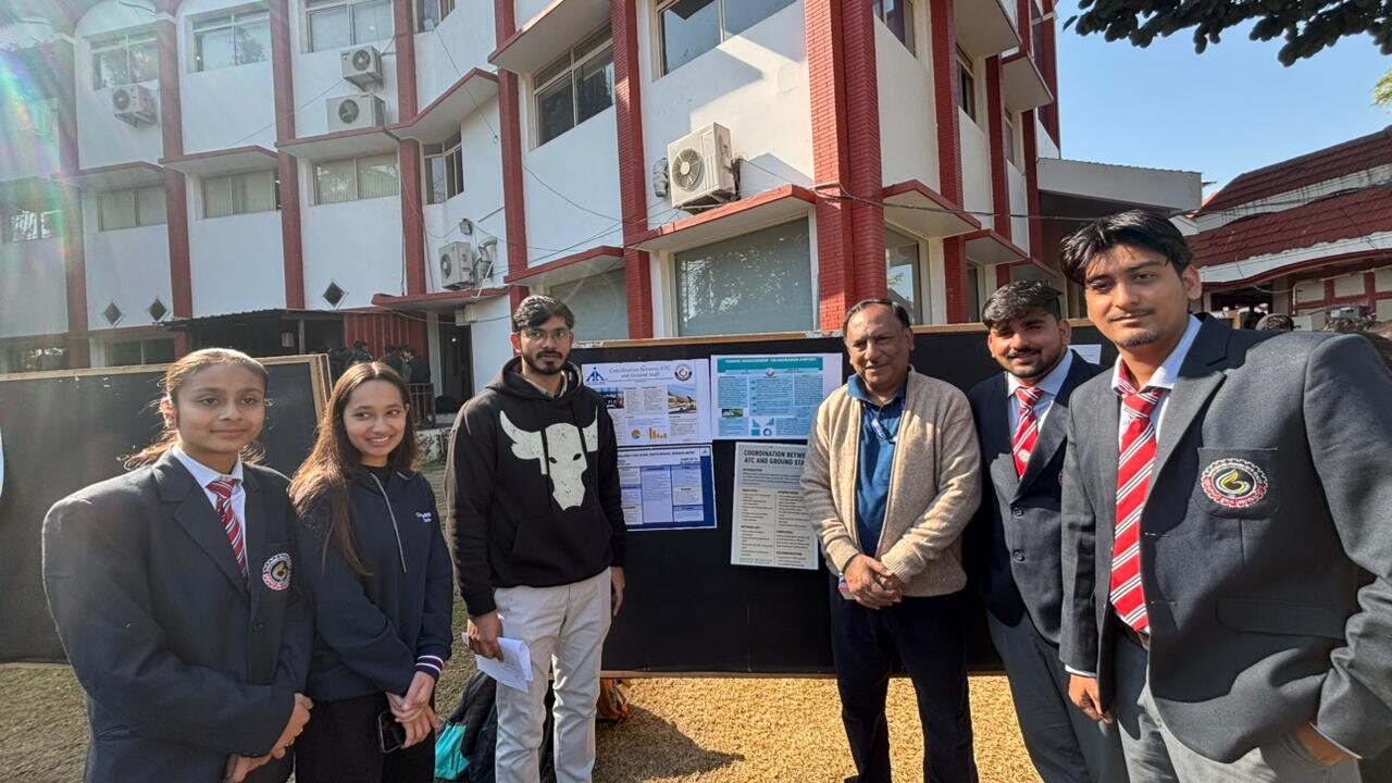 Students with helicopter models